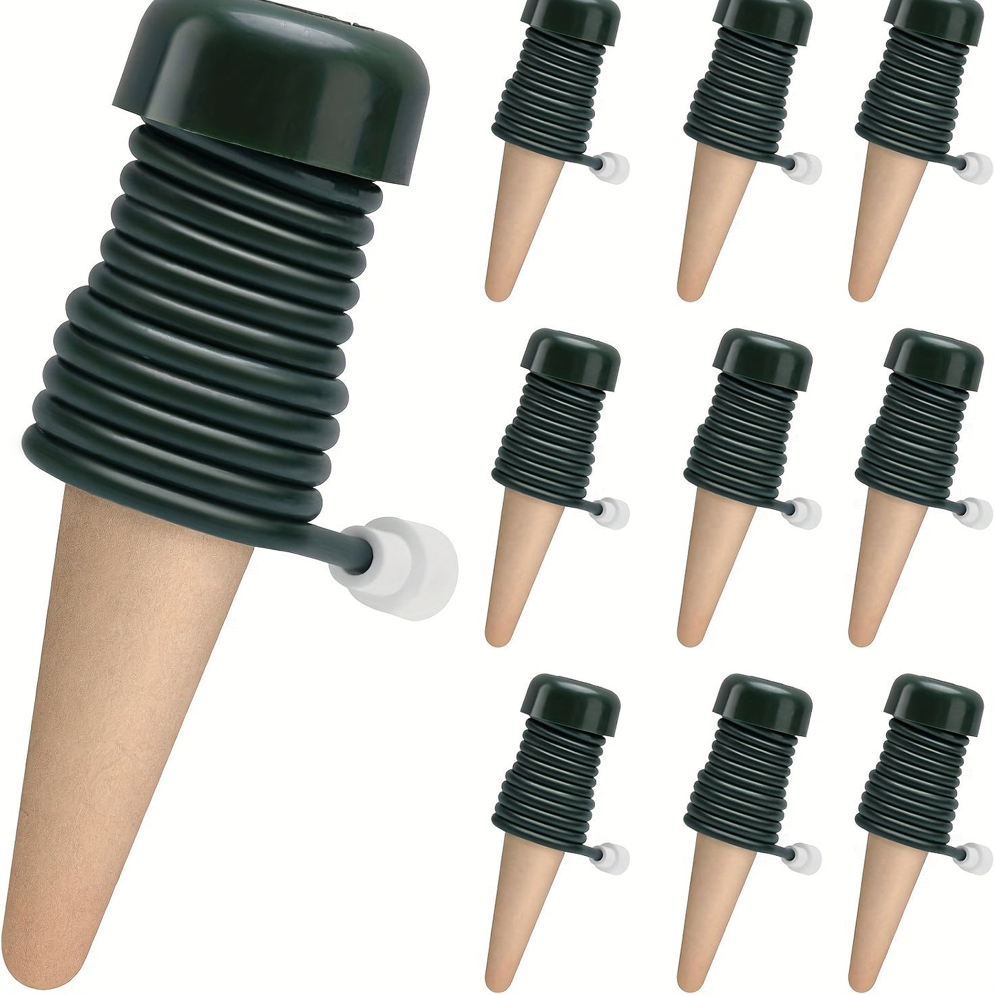 10pcs Automatic Plant Watering Stakes with Terracotta Spikes - Adjustable Drip Irrigation System for Indoor & Outdoor Plants, Houseplants, and Bonsai - Perfect for Vacation Care, Black Plastic Design, Self Watering Device for Plants