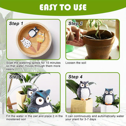 4pcs Self Watering Stake 4pcs Self Watering Owl Shaped Stake | Potted Plant Self Watering Spikes, Plant Care Tool Kit, Suitable for Indoor and Outdoor Plant